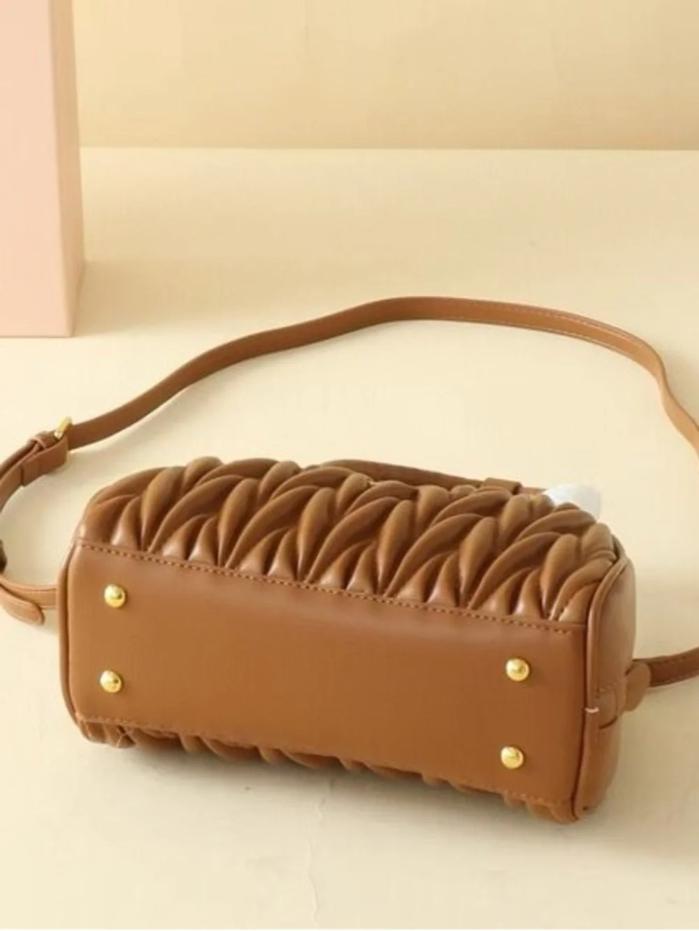 Miu Miu Tan Quilted Crossbody Bag
